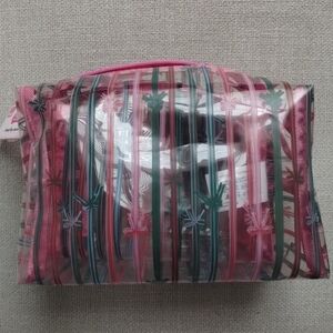 Vibrant Pink and Green Cosmetic Bags Collection Clear Plastic